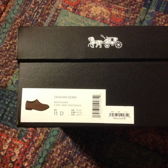 Coach Men's Graham Brown Leather Derby Shoes - 11D- New in Box - Picture 9 of 10